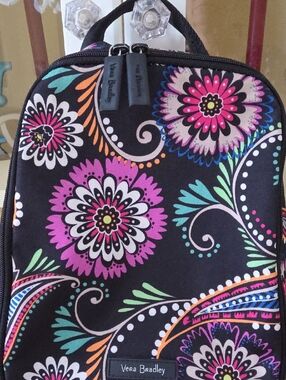 Vera Bradley Black Paisley Print Zip Lunch Bag